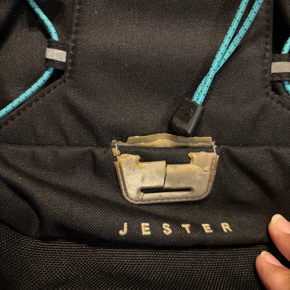 The North Face Black Jester Backpack with Teal Trim - Picture 2 of 12